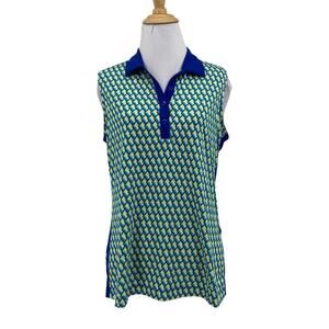 EP Pro Polo Shirt Womens M Medium Cobalt Tour Tech Sleeveless Performance Golf
